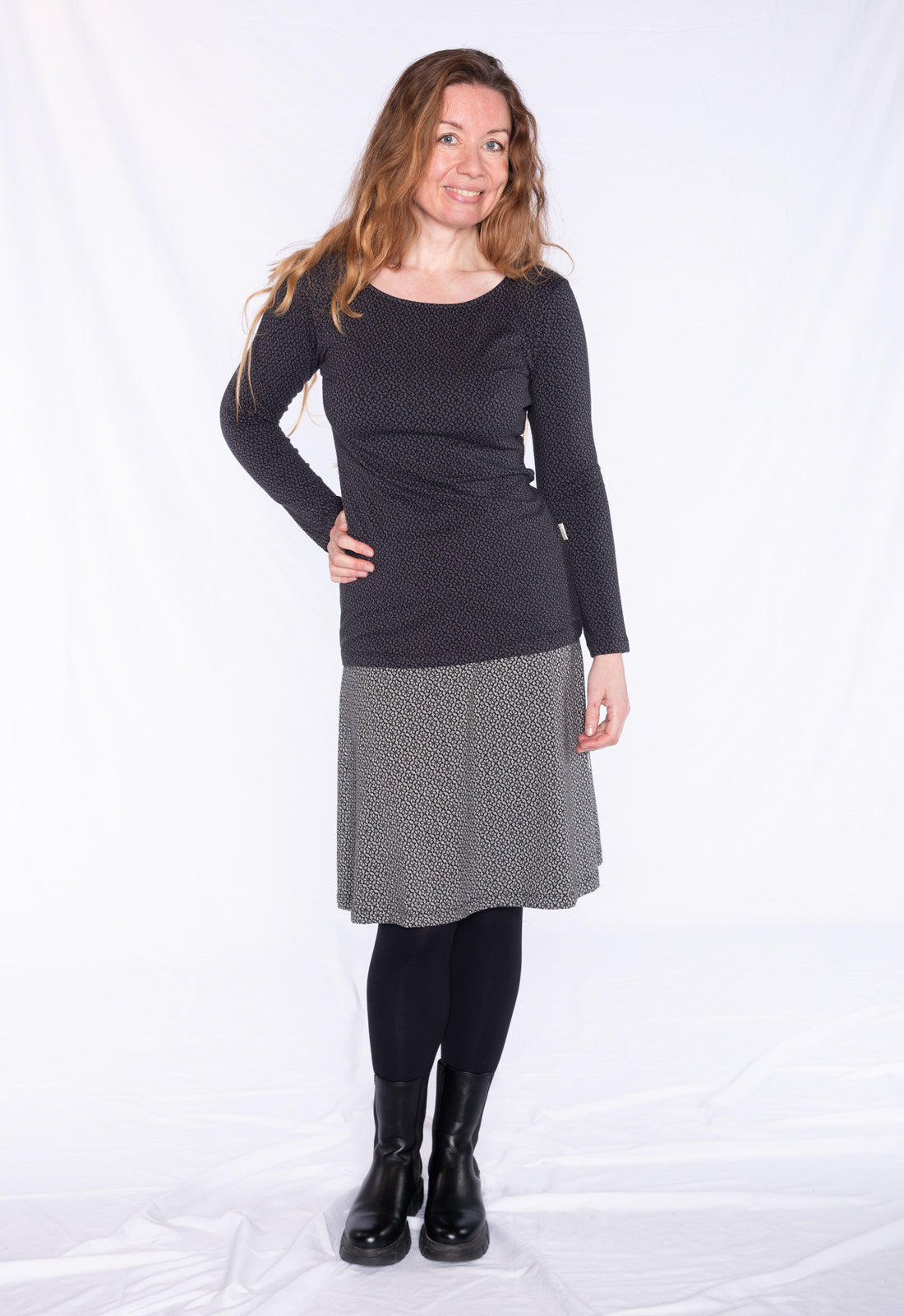 Mittellanger Rock mit Jacquardmuster - GOTS zertifiziert - W24Skirt-G1